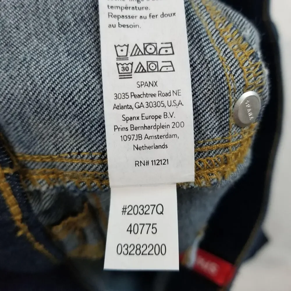 Spanx Jeans Womens Small Petite Midnight Shade Flare Dark Wash Denim 20327Q NWT - Picture 8 of 11
